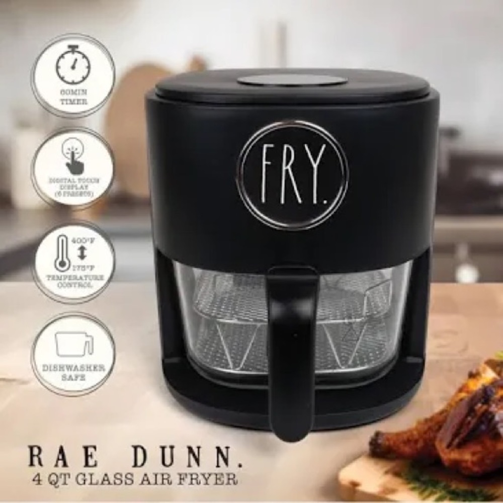 Rae Dunn Black Kitchen Tools Essential Air Fryer